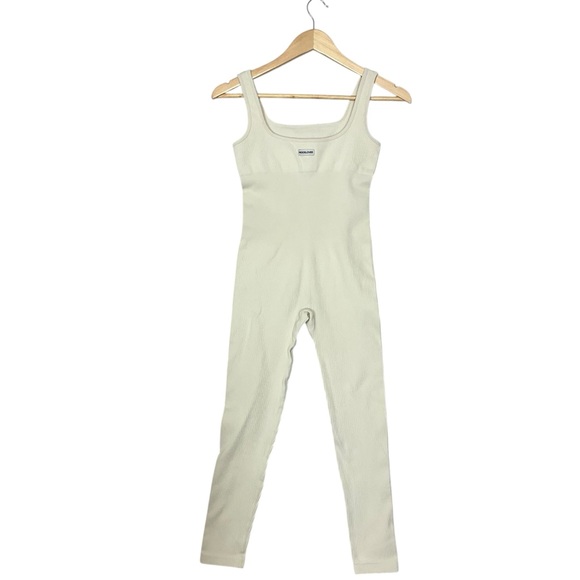 MOOSLOVER sz XS/Small? Full Body Suit Sleeveless Ribbed Square Neckline Cream - Picture 5 of 11